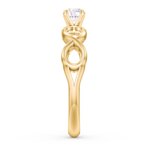 1/4 ct. Round Gemstone Infinity Engagement Ring – 10K Yellow Gold with White Sapphire