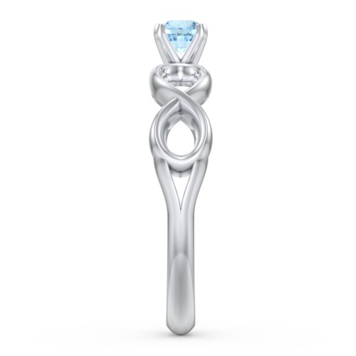 1/4 ct. Round Gemstone Infinity Engagement Ring – Sterling Silver with Blue Topaz