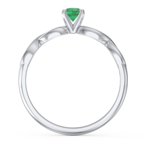 1/4 ct. Round Gemstone Infinity Engagement Ring – 10K White Gold with Emerald