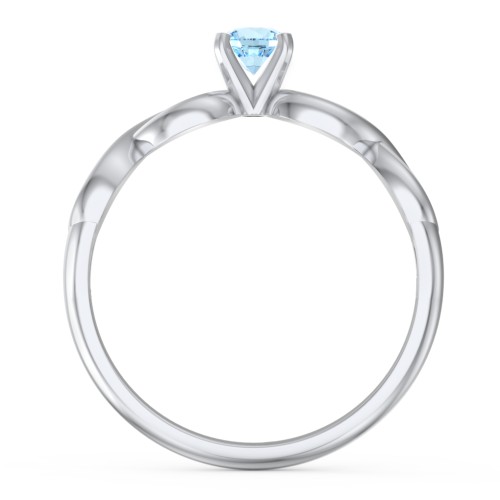 1/4 ct. Round Gemstone Infinity Engagement Ring – Sterling Silver with Blue Topaz