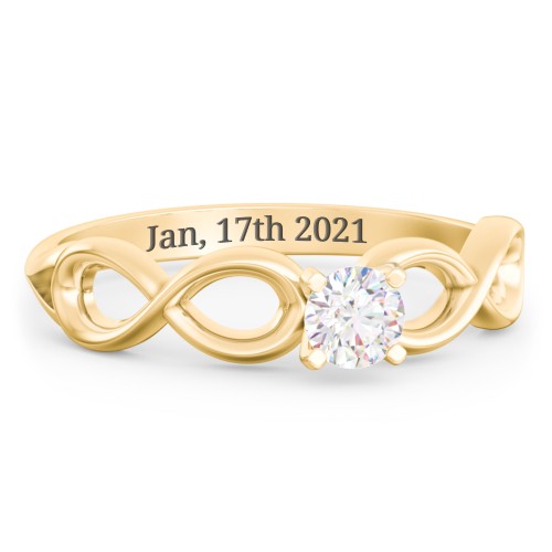 1/4 ct. Round Gemstone Infinity Engagement Ring – 10K Yellow Gold with White Sapphire