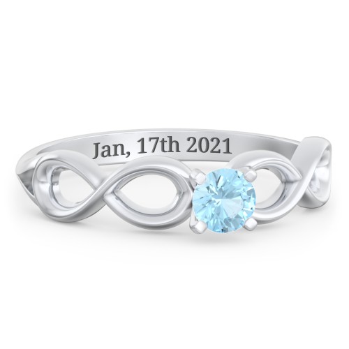 1/4 ct. Round Gemstone Infinity Engagement Ring – Sterling Silver with Blue Topaz