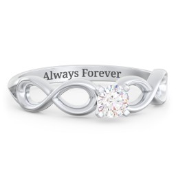 1/4 ct. Round Gemstone Infinity Engagement Ring in 925 Sterling Silver with Diamond