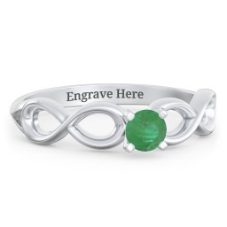 1/4 ct. Round Gemstone Infinity Engagement Ring in 925 Sterling Silver with Emerald