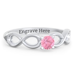 1/4 ct. Round Gemstone Infinity Engagement Ring in 925 Sterling Silver with Pink Tourmaline
