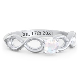 1/4 ct. Round Gemstone Infinity Engagement Ring in 925 Sterling Silver with Opal