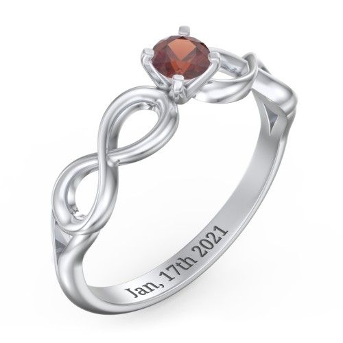 1/4 ct. Round Gemstone Infinity Engagement Ring – Sterling Silver with Garnet