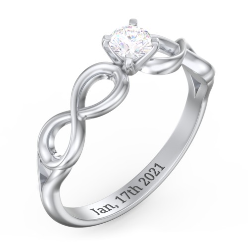 1/4 ct. Round Gemstone Infinity Engagement Ring – Sterling Silver with Diamond