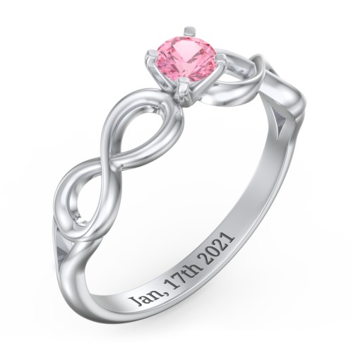 1/4 ct. Round Gemstone Infinity Engagement Ring – Sterling Silver with Pink Tourmaline