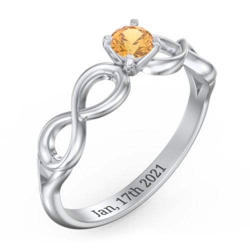 1/4 ct. Round Gemstone Infinity Engagement Ring – Sterling Silver with Citrine