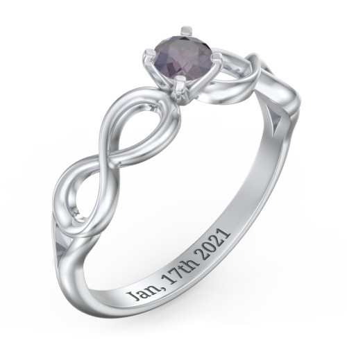 1/4 ct. Round Gemstone Infinity Engagement Ring – Sterling Silver with Alexandrite