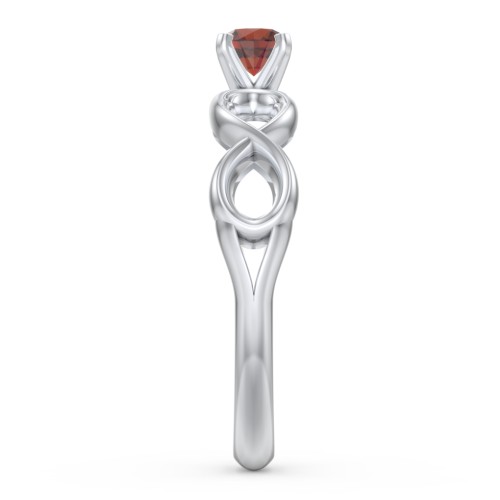 1/4 ct. Round Gemstone Infinity Engagement Ring – Sterling Silver with Garnet