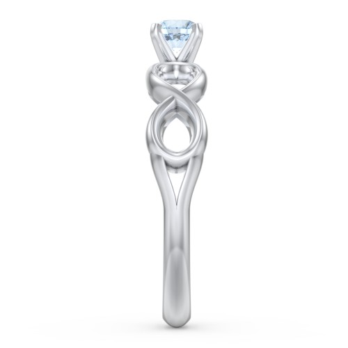 1/4 ct. Round Gemstone Infinity Engagement Ring – Sterling Silver with Aquamarine