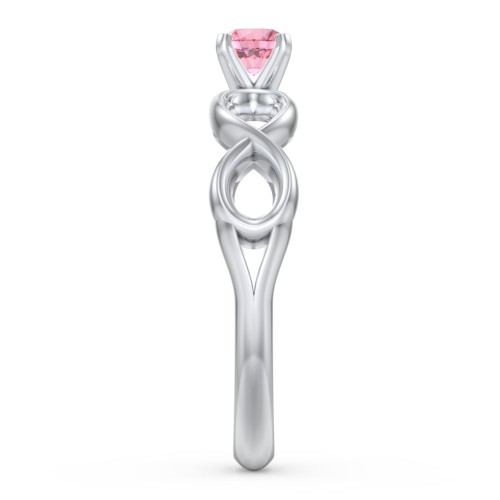 1/4 ct. Round Gemstone Infinity Engagement Ring – Sterling Silver with Pink Tourmaline