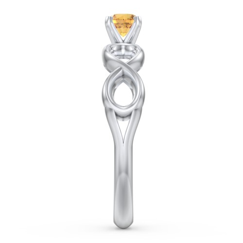 1/4 ct. Round Gemstone Infinity Engagement Ring – Sterling Silver with Citrine