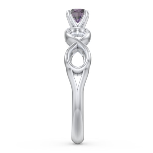 1/4 ct. Round Gemstone Infinity Engagement Ring – Sterling Silver with Alexandrite