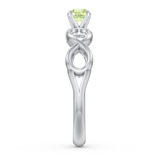 1/4 ct. Round Gemstone Infinity Engagement Ring – Sterling Silver with Peridot