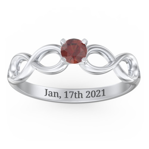 1/4 ct. Round Gemstone Infinity Engagement Ring – Sterling Silver with Garnet