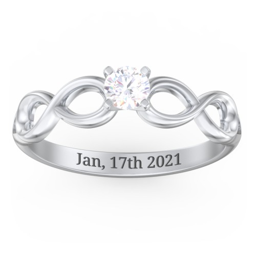 1/4 ct. Round Gemstone Infinity Engagement Ring – Sterling Silver with Diamond