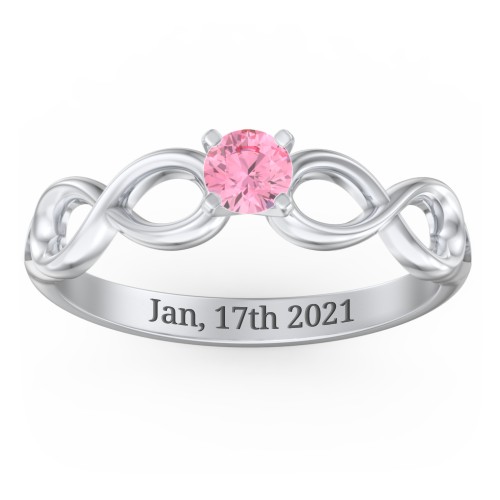 1/4 ct. Round Gemstone Infinity Engagement Ring – Sterling Silver with Pink Tourmaline
