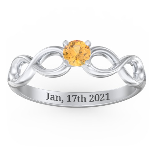 1/4 ct. Round Gemstone Infinity Engagement Ring – Sterling Silver with Citrine