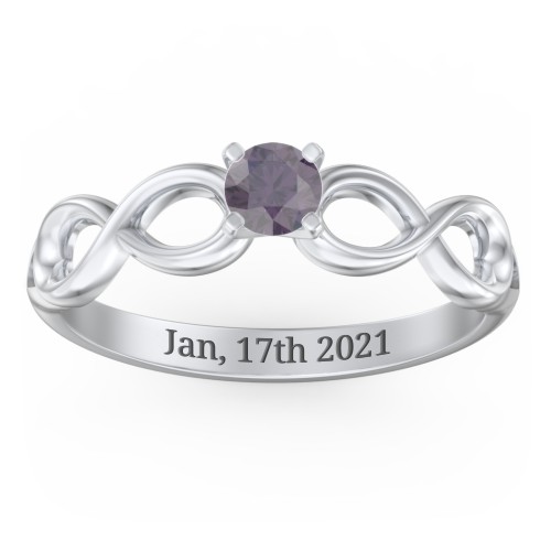 1/4 ct. Round Gemstone Infinity Engagement Ring – Sterling Silver with Alexandrite