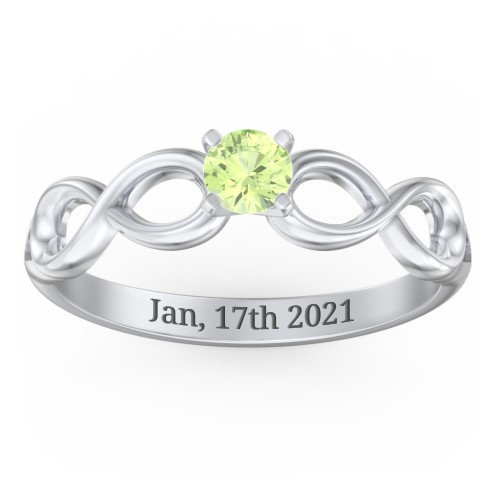 1/4 ct. Round Gemstone Infinity Engagement Ring – Sterling Silver with Peridot