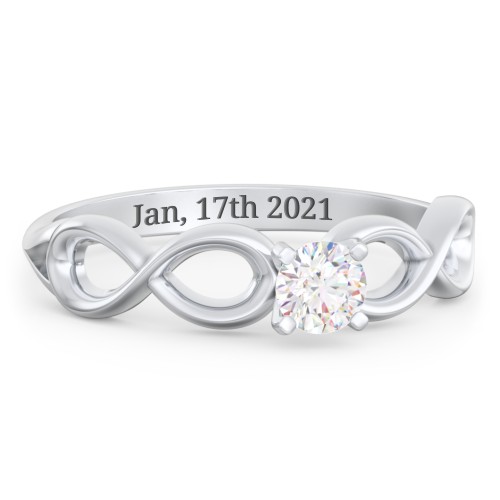 1/4 ct. Round Gemstone Infinity Engagement Ring – Sterling Silver with Diamond