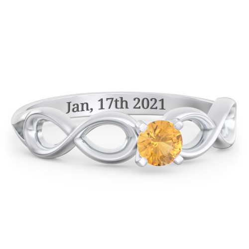 1/4 ct. Round Gemstone Infinity Engagement Ring – Sterling Silver with Citrine