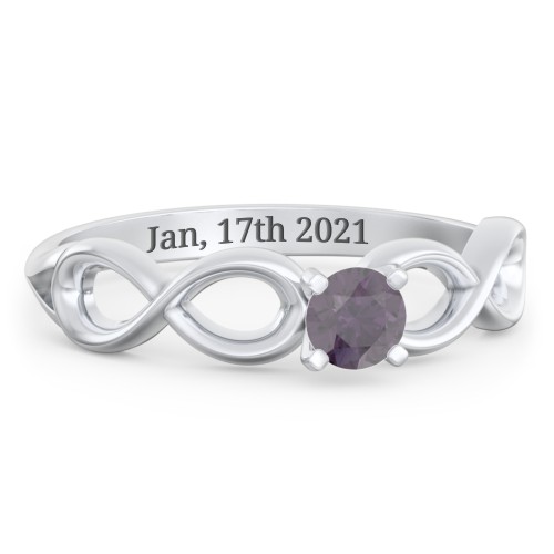 1/4 ct. Round Gemstone Infinity Engagement Ring – Sterling Silver with Alexandrite