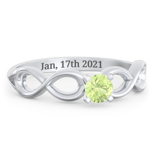 1/4 ct. Round Gemstone Infinity Engagement Ring – Sterling Silver with Peridot