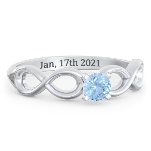 1/4 ct. Round Gemstone Infinity Engagement Ring – Sterling Silver with Blue Topaz