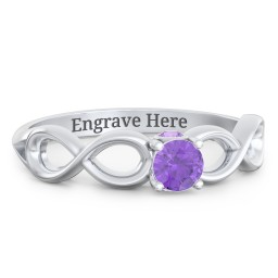 1/4 ct. Round Gemstone Infinity Peek-A-Boo Engagement Ring in 925 Sterling Silver