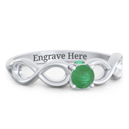 1/4 ct. Round Gemstone Infinity Peek-A-Boo Engagement Ring in 925 Sterling Silver with Emerald