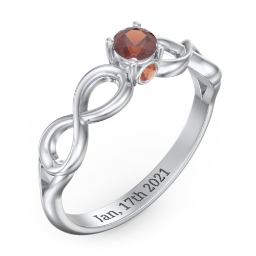 1/4 ct. Round Gemstone Infinity Peek-A-Boo Engagement Ring – Sterling Silver with Garnet