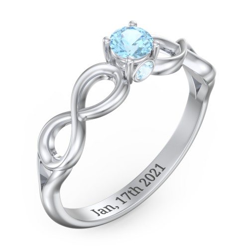 1/4 ct. Round Gemstone Infinity Peek-A-Boo Engagement Ring – Sterling Silver with Blue Topaz