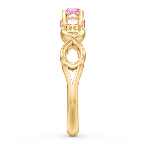 1/4 ct. Round Gemstone Infinity Peek-A-Boo Engagement Ring – 10K Yellow Gold with Pink Tourmaline and Garnet