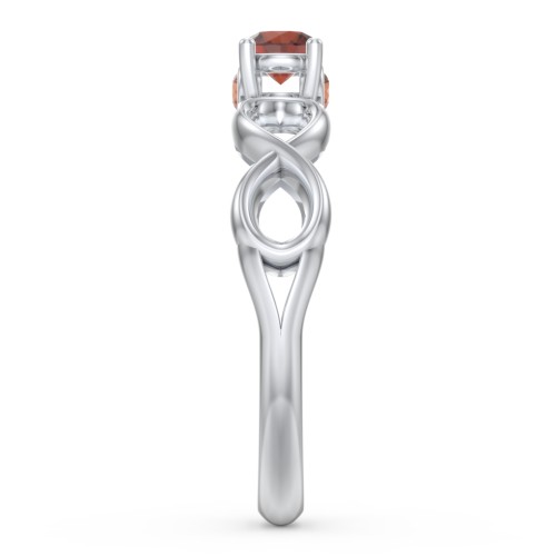1/4 ct. Round Gemstone Infinity Peek-A-Boo Engagement Ring – Sterling Silver with Garnet