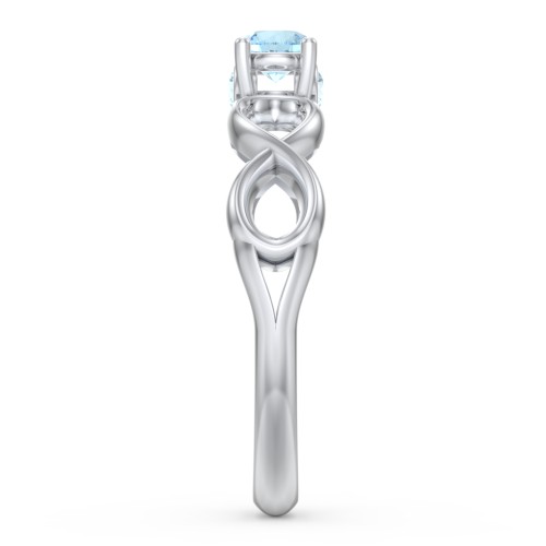 1/4 ct. Round Gemstone Infinity Peek-A-Boo Engagement Ring – Sterling Silver with Blue Topaz