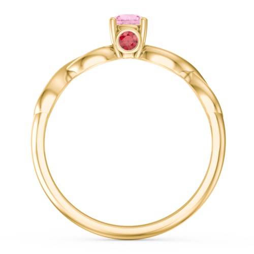 1/4 ct. Round Gemstone Infinity Peek-A-Boo Engagement Ring – 10K Yellow Gold with Pink Tourmaline and Garnet