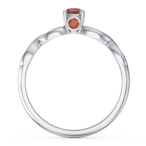 1/4 ct. Round Gemstone Infinity Peek-A-Boo Engagement Ring – Sterling Silver with Garnet