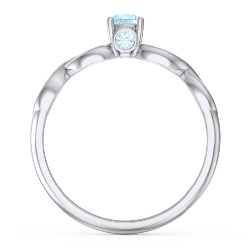 1/4 ct. Round Gemstone Infinity Peek-A-Boo Engagement Ring – Sterling Silver with Blue Topaz