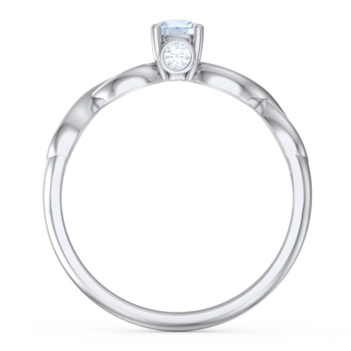 1/4 ct. Round Gemstone Infinity Peek-A-Boo Engagement Ring – Sterling Silver with Aquamarine
