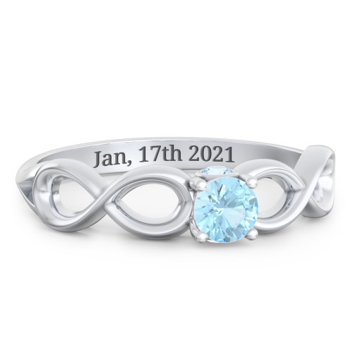 1/4 ct. Round Gemstone Infinity Peek-A-Boo Engagement Ring – Sterling Silver with Blue Topaz
