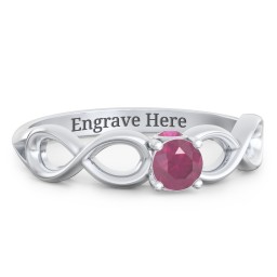 1/4 ct. Round Gemstone Infinity Peek-A-Boo Engagement Ring in 925 Sterling Silver with Ruby