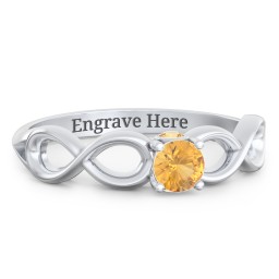 1/4 ct. Round Gemstone Infinity Peek-A-Boo Engagement Ring in 925 Sterling Silver with Citrine
