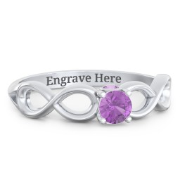 1/4 ct. Round Gemstone Infinity Peek-A-Boo Engagement Ring in 925 Sterling Silver with Amethyst