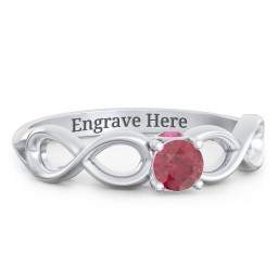 1/4 ct. Round Gemstone Infinity Peek-A-Boo Engagement Ring in 925 Sterling Silver with Ruby