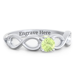 1/4 ct. Round Gemstone Infinity Peek-A-Boo Engagement Ring in 925 Sterling Silver with Peridot