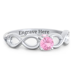 1/4 ct. Round Gemstone Infinity Peek-A-Boo Engagement Ring in 925 Sterling Silver with Pink Tourmaline